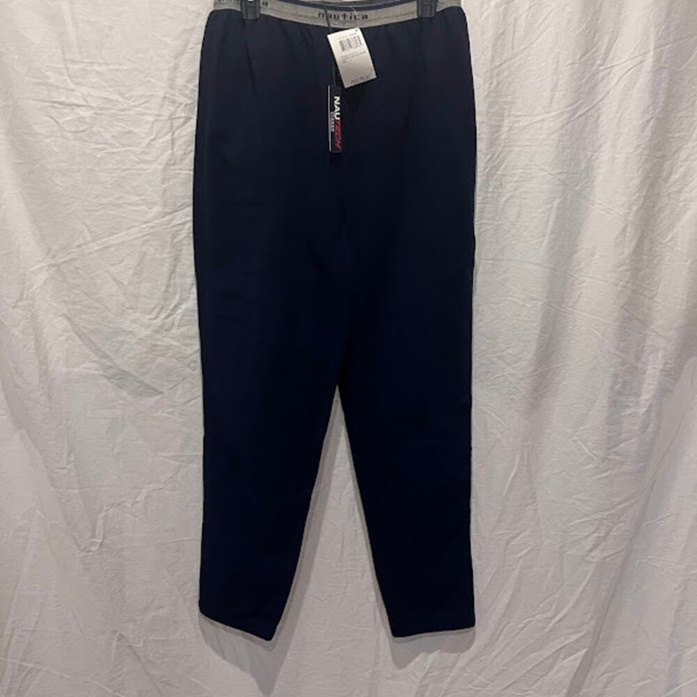 NWT VTG Y2K Nautica Sleepwear Pants Logo Navy Fleece Mens Size L